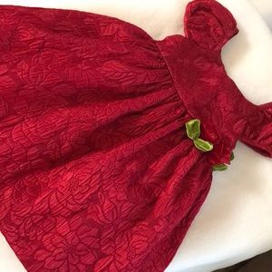 Laura Ashley Red Brocade Girls Dress - 24M